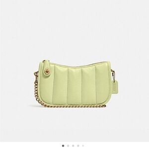 Coach Swinger 20 Bag with Quilted Leather in Pale Lime and brass